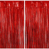 Jonami 2 Rideau Métallique Tinsel Rouge, Rideaux à Franges en Aluminium, Toile de Fond pour Photos de Fête, Decoration Anniversa