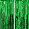 Jonami 2 Rideau Métallique Tinsel Vert, Rideaux à Franges en Aluminium, Toile de Fond pour Photos de Fête, Décoration Anniversai