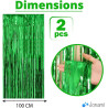 Jonami 2 Rideau Métallique Tinsel Vert, Rideaux à Franges en Aluminium, Toile de Fond pour Photos de Fête, Décoration Anniversai