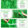 Jonami 2 Rideau Métallique Tinsel Vert, Rideaux à Franges en Aluminium, Toile de Fond pour Photos de Fête, Décoration Anniversai