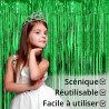 Jonami 2 Rideau Métallique Tinsel Vert, Rideaux à Franges en Aluminium, Toile de Fond pour Photos de Fête, Décoration Anniversai