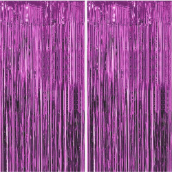 Jonami 2 Rideau Métallique Tinsel Violet, Rideaux à Franges en Aluminium, Toile de Fond pour Photos de Fête, Décoration Annivers