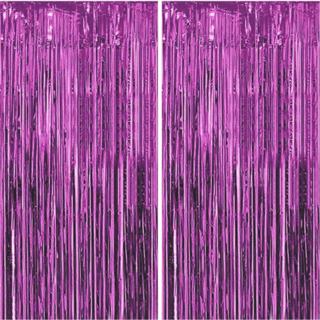 Jonami 2 Rideau Métallique Tinsel Violet, Rideaux à Franges en Aluminium, Toile de Fond pour Photos de Fête, Décoration Annivers