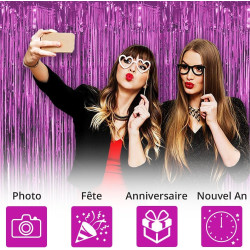 Jonami 2 Rideau Métallique Tinsel Violet, Rideaux à Franges en Aluminium, Toile de Fond pour Photos de Fête, Décoration Annivers