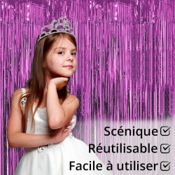 Jonami 2 Rideau Métallique Tinsel Violet, Rideaux à Franges en Aluminium, Toile de Fond pour Photos de Fête, Décoration Annivers