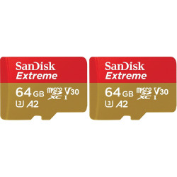 SanDisk 64 Go Extreme Carte microSDXC pour caméras embarquées et Drones + Adaptateur SD + RescuePRO Deluxe, jusqu'à 170 Mo/s, av