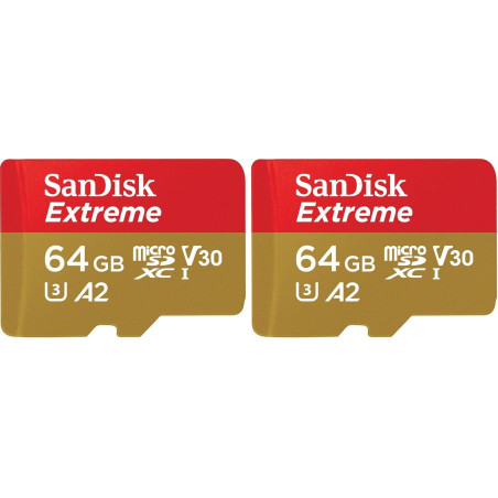 SanDisk 64 Go Extreme Carte microSDXC pour caméras embarquées et Drones + Adaptateur SD + RescuePRO Deluxe, jusqu'à 170 Mo/s, av