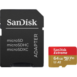 SanDisk 64 Go Extreme Carte microSDXC pour caméras embarquées et Drones + Adaptateur SD + RescuePRO Deluxe, jusqu'à 170 Mo/s, av