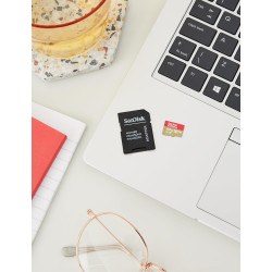 SanDisk 64 Go Extreme Carte microSDXC pour caméras embarquées et Drones + Adaptateur SD + RescuePRO Deluxe, jusqu'à 170 Mo/s, av