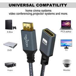 Twozoh Câble d'Extension HDMI Mâle vers Femelle, Rallonge en Nylon Tressé, Adaptateur 2.0 Compatible 4K@60Hz 3D HDR (1,5M)