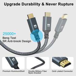 Twozoh Câble d'Extension HDMI Mâle vers Femelle, Rallonge en Nylon Tressé, Adaptateur 2.0 Compatible 4K@60Hz 3D HDR (1,5M)