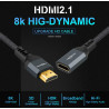 Twozoh Câble d'extension HDMI 8K 0.3M, Lot de 2 Câbles HDMI 2.1 Mâle vers Femelle, Câble d'Extension HDMI Tressé en Nylon Prenan