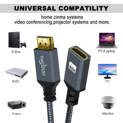 Twozoh Lot de 2 câbles d'extension HDMI 4K mâle vers femelle, câble adaptateur HDMI 2.0 en nylon tressé 4K @ 60 Hz 3D HDR