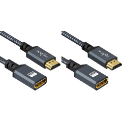 Twozoh Câble d'Extension HDMI Mâle vers Femelle en Nylon Tressé - Adaptateur 2.0 Compatible 4K à 60 Hz 3D HDR (1M) (Lot de 2)