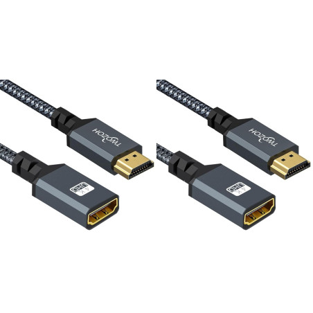 Twozoh Câble d'Extension HDMI Mâle vers Femelle en Nylon Tressé - Adaptateur 2.0 Compatible 4K à 60 Hz 3D HDR (1M) (Lot de 2)