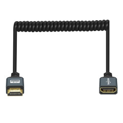 Twozoh Câble Spiralé HDMI Rallonge, Plug-Play Extension Mâle vers Femelle, 3D 4K@60Hz 2,0a/b 1080p (0,3M-1,5M)