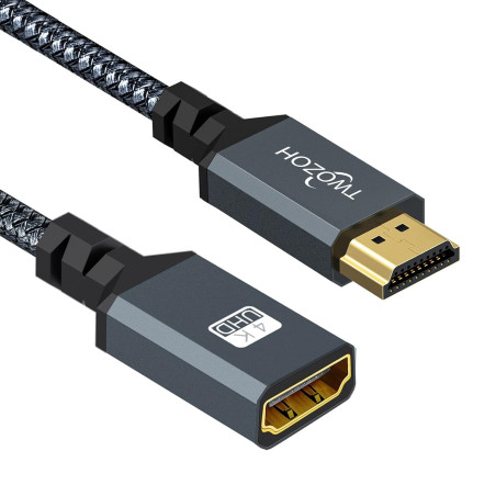 Twozoh Câble d'extension HDMI, Câble HDMI Mâle vers Femelle, rallonge HDMI en nylon tressé, adaptateur HDMI 2.0 compatible 4K@60