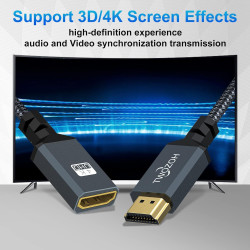Twozoh Câble d'extension HDMI, Câble HDMI Mâle vers Femelle, rallonge HDMI en nylon tressé, adaptateur HDMI 2.0 compatible 4K@60
