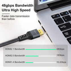 Twozoh Câble d'extension HDMI 8K 0.5M, Lot de 2 Câbles HDMI 2.1 Mâle vers Femelle, Câble d'Extension HDMI Tressé en Nylon Prenan