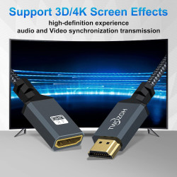 Twozoh Câble d'Extension HDMI Mâle vers Femelle, Rallonge en Nylon Tressé, Adaptateur 2.0 Compatible 4K@60Hz 3D HDR (2M)