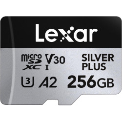 Lexar argent plus carte mémoire micro sd 256 go jusqu'à 205 mo/s, carte mémoire flash microsdxc uhs-i avec adaptateur, c10, u3, 