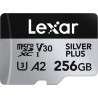 Lexar argent plus carte mémoire micro sd 256 go jusqu'à 205 mo/s, carte mémoire flash microsdxc uhs-i avec adaptateur, c10, u3, 