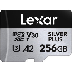 Lexar argent plus carte mémoire micro sd 256 go jusqu'à 205 mo/s, carte mémoire flash microsdxc uhs-i avec adaptateur, c10, u3, 