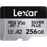Lexar argent plus carte mémoire micro sd 256 go jusqu'à 205 mo/s, carte mémoire flash microsdxc uhs-i avec adaptateur, c10, u3, 