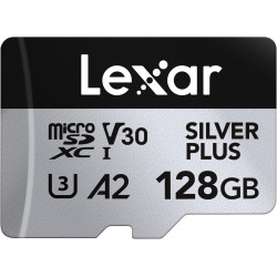 Lexar argent plus carte micro sd 128 go, microsdxc carte tf jusqu'à 205 mo/s en lecture, 150 mo/s en écriture, carte mémoire mic