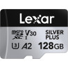Lexar argent plus carte micro sd 128 go, microsdxc carte tf jusqu'à 205 mo/s en lecture, 150 mo/s en écriture, carte mémoire mic