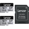 Lexar argent plus lot de 2 cartes micro sd 128 go, vitesse de lecture jusqu'à 205 mo/s, vitesse d'écriture 150 mo/s, carte mémoi