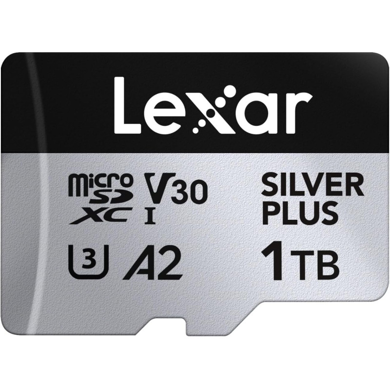 Lexar argent plus carte micro sd 1 to, jusqu'à 205 mo/s de lecture, 150 mo/s en écriture, carte mémoire micro sd avec adaptateur