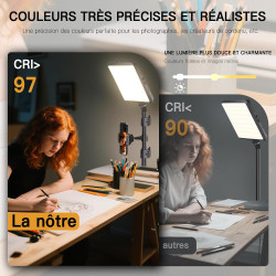25cm*20cm Lumiere Photo, Lot de 2Panneau d'Éclairage Vidéo LED Kit 2800-6500 K avec USB/Support de téléphone, 185cm Kit D'éclair