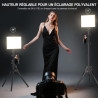 25cm*20cm Lumiere Photo, Lot de 2Panneau d'Éclairage Vidéo LED Kit 2800-6500 K avec USB/Support de téléphone, 185cm Kit D'éclair