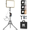 Panneau d'Éclairage Vidéo LED Kit25cm*20cm, Lumiere Photo 2800-6500 K à intensité Variable avec Support de téléphone, 185cm pour