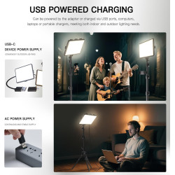 Panneau d'Éclairage Vidéo LED Kit25cm*20cm, Lumiere Photo 2800-6500 K à intensité Variable avec Support de téléphone, 185cm pour
