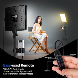 Panneau d'Éclairage Vidéo LED Kit25cm*20cm, Lumiere Photo 2800-6500 K à intensité Variable avec Support de téléphone, 185cm pour