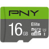 PNY Elite Carte Mémoire microSDHC 16 Go + Adaptateur SD, Vitesse de Lecture 100 Mo/s, Classe 10 UHS-I, U1 pour vidéo Full HD, 16
