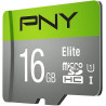 PNY Elite Carte Mémoire microSDHC 16 Go + Adaptateur SD, Vitesse de Lecture 100 Mo/s, Classe 10 UHS-I, U1 pour vidéo Full HD, 16