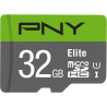 PNY Elite Carte Mémoire microSDHC 32 Go + Adaptateur SD, Vitesse de Lecture 100 Mo/s, Classe 10 UHS-I, U1 pour vidéo Full HD