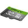 PNY Elite Carte Mémoire microSDHC 32 Go + Adaptateur SD, Vitesse de Lecture 100 Mo/s, Classe 10 UHS-I, U1 pour vidéo Full HD