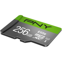 PNY Elite Carte Mémoire microSDXC 256 Go + Adaptateur SD, Vitesse de Lecture 100 Mo/s, Classe 10 UHS-I, U1 pour vidéo Full HD