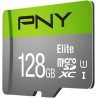 PNY Elite Carte Mémoire microSDXC 128 Go + Adaptateur SD, Vitesse de Lecture 100 Mo/s, Classe 10 UHS-I, U1 pour vidéo Full HD