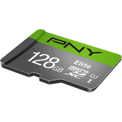PNY Elite Carte Mémoire microSDXC 128 Go + Adaptateur SD, Vitesse de Lecture 100 Mo/s, Classe 10 UHS-I, U1 pour vidéo Full HD