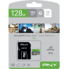 PNY Elite Carte Mémoire microSDXC 128 Go + Adaptateur SD, Vitesse de Lecture 100 Mo/s, Classe 10 UHS-I, U1 pour vidéo Full HD