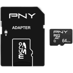 PNY Performance Plus Carte Mémoire microSDXC 64 Go, Classe 10 + Adaptateur SD