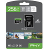 PNY Elite-X Carte mémoire microSDXC 256 Go + Adaptateur SD, 100 Mo/s Vitesse de Lecture, Classe 10 UHS-1, U3, A1 App Performance