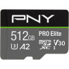 PNY Pro Elite Carte mémoire microSDXC 512 Go + Adaptateur SD, Vitesse de Lecture jusqu'à 100 Mo/s, Vitesse d'écriture jusqu'à 90