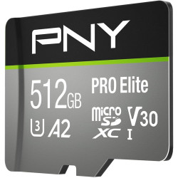 PNY Pro Elite Carte mémoire microSDXC 512 Go + Adaptateur SD, Vitesse de Lecture jusqu'à 100 Mo/s, Vitesse d'écriture jusqu'à 90