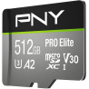 PNY Pro Elite Carte mémoire microSDXC 512 Go + Adaptateur SD, Vitesse de Lecture jusqu'à 100 Mo/s, Vitesse d'écriture jusqu'à 90